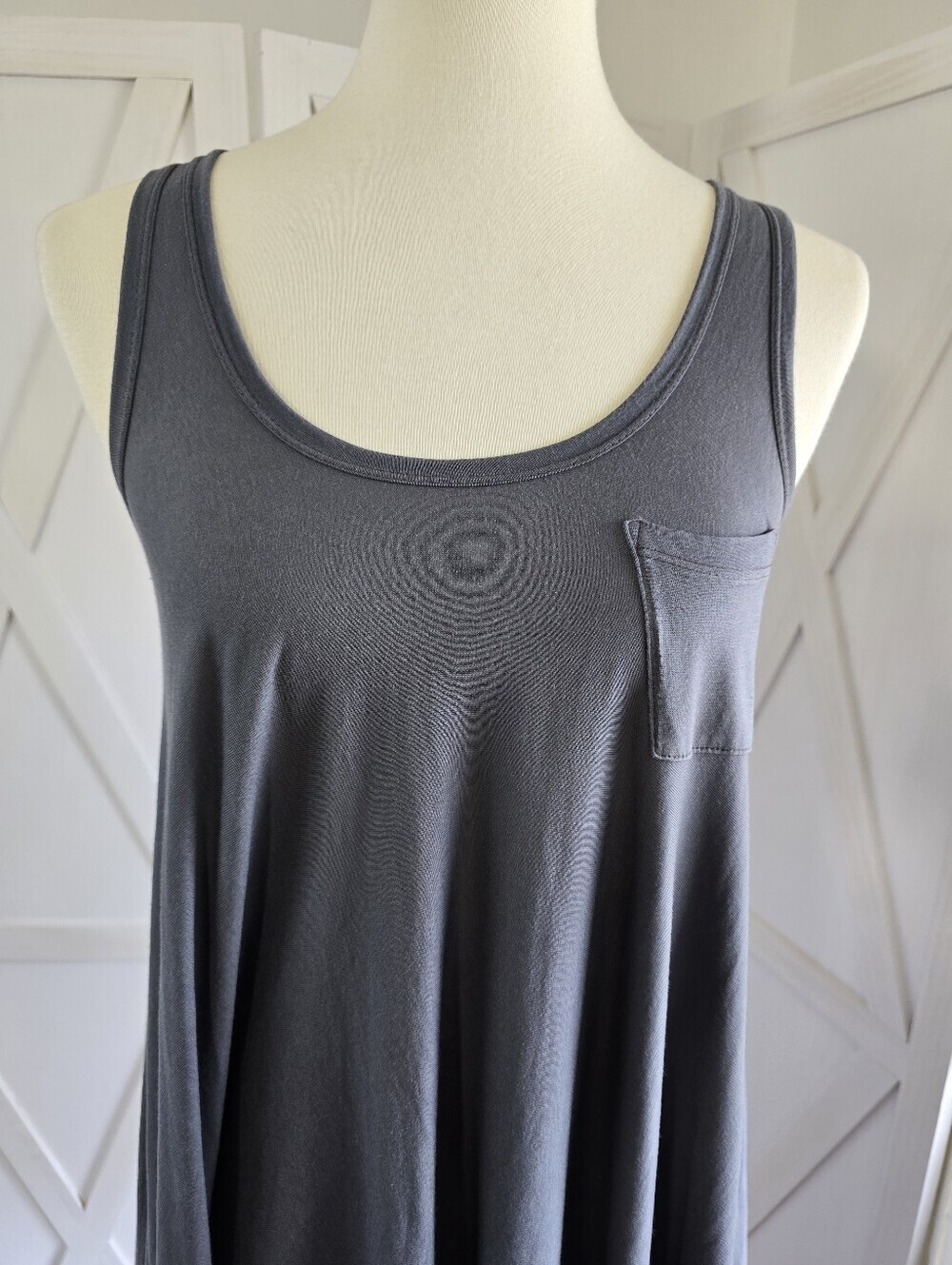7 For All Mankind Sleeveless Aysemmetrical Gray Swingy Dress - Picture 2 of 9